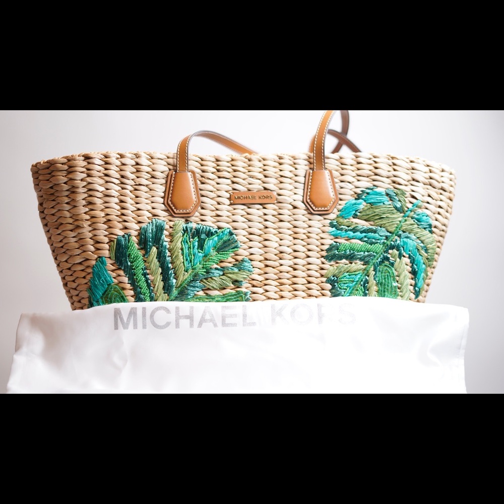 NWT‼️ Michael Kors Malibu Woven Corn Husk - Picture 4 of 4